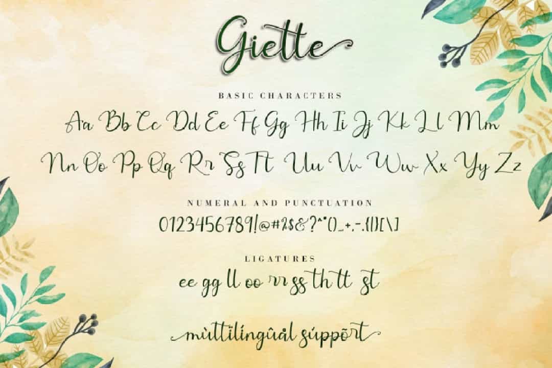 Giette Calligraphy Script Font Image 3