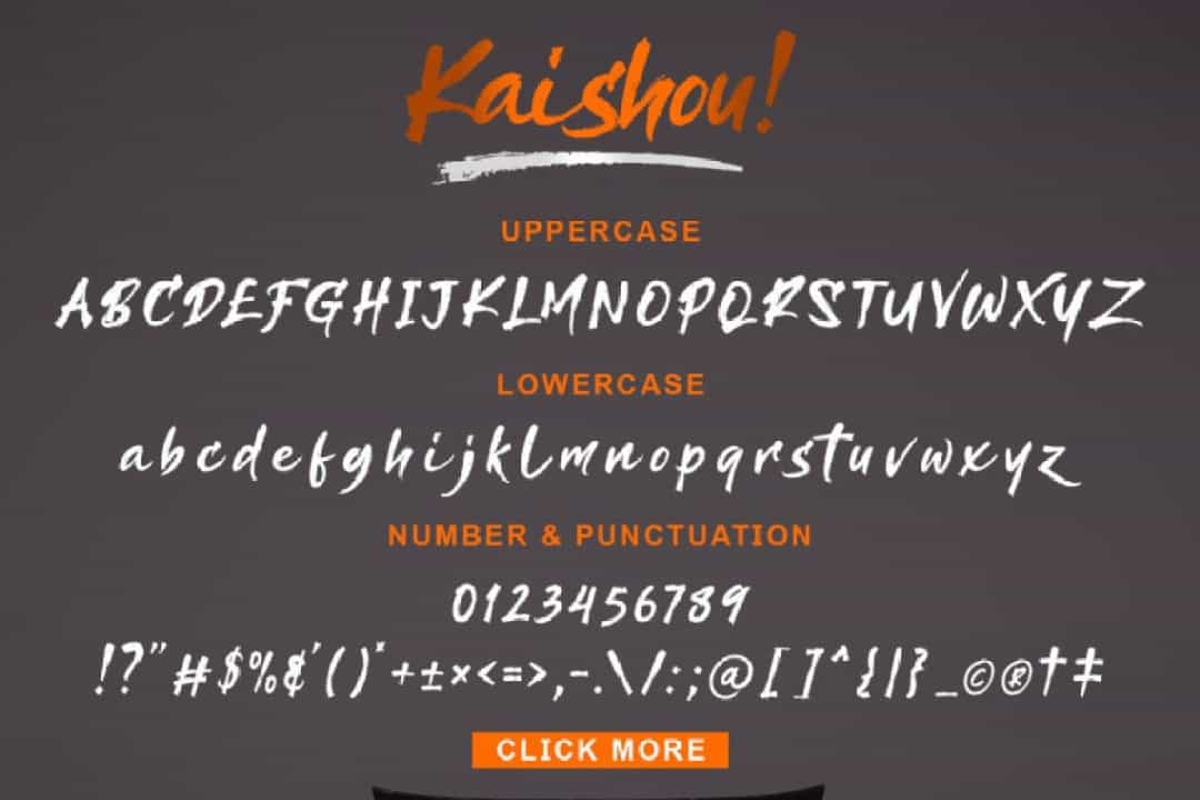 Kaishou! Brush Font Image 3
