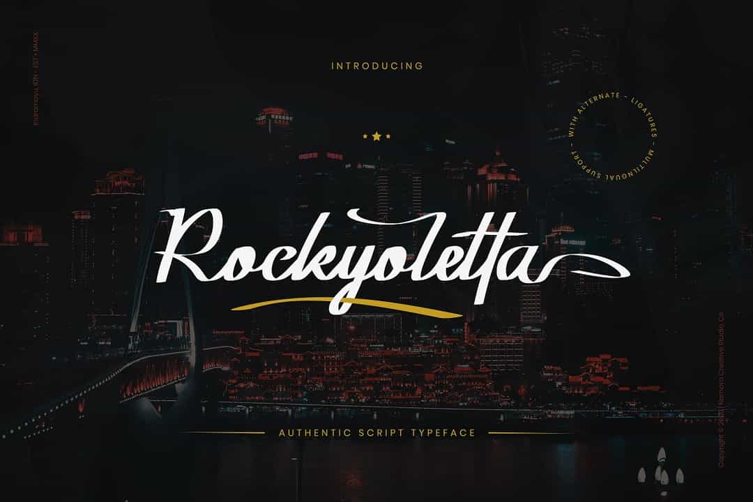 Rockyoletta Calligraphy Script Font Image 1