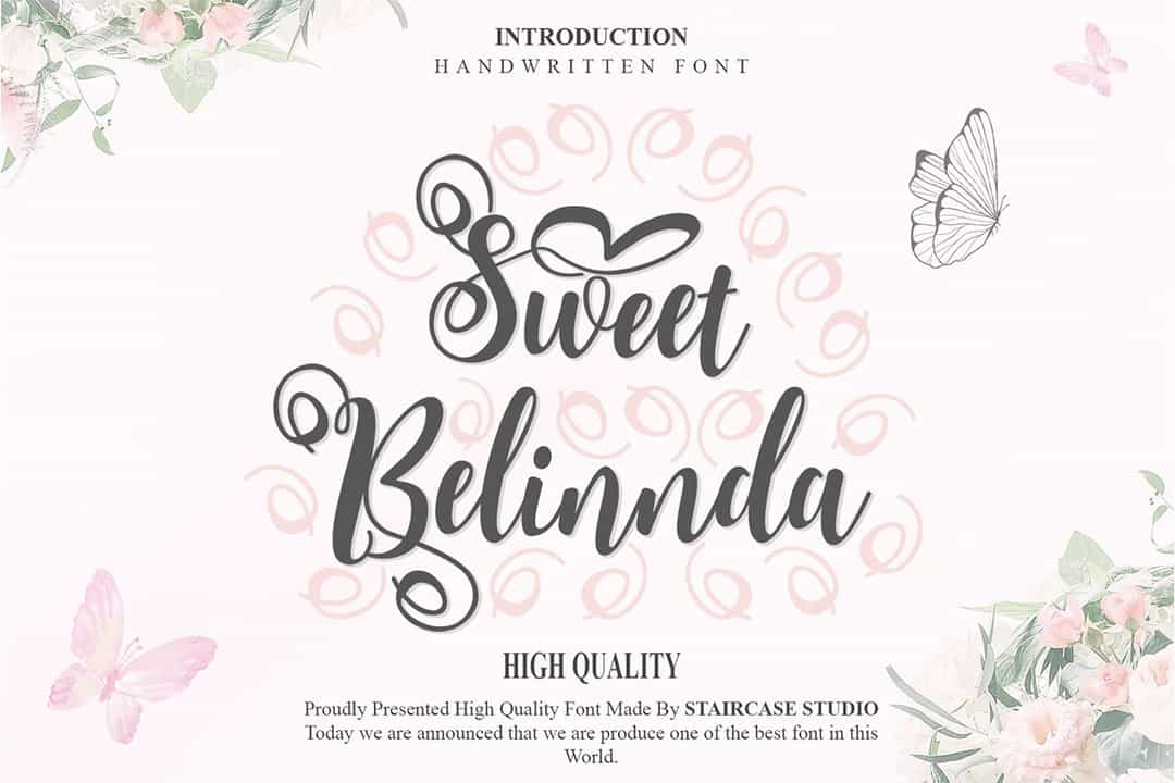 Sweet Belinnda Calligraphy Script Font Image 1