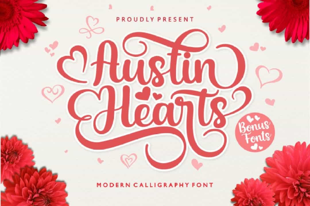 Austin Hearts Calligraphy Script Font Image 1