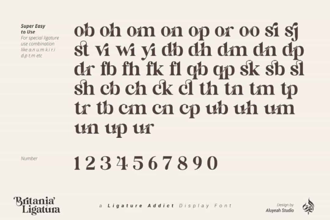 Britania Ligatura Font Image 3