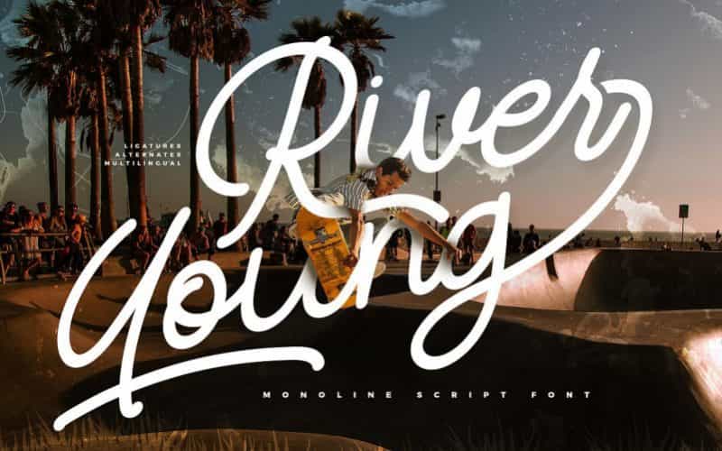 River Young Monoline Script Font Image 1