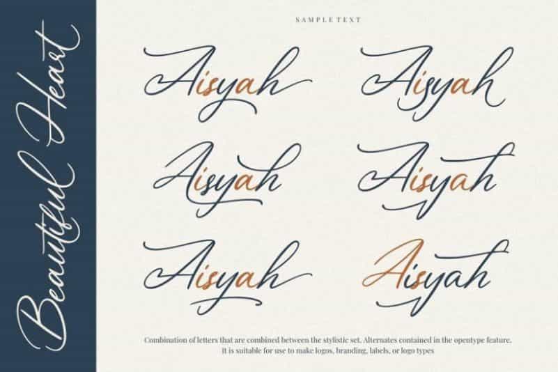 Beautiful Heart Script Font Image 3