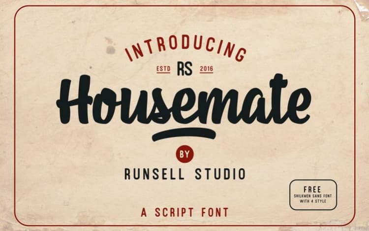 Housemate Vintage Script Font