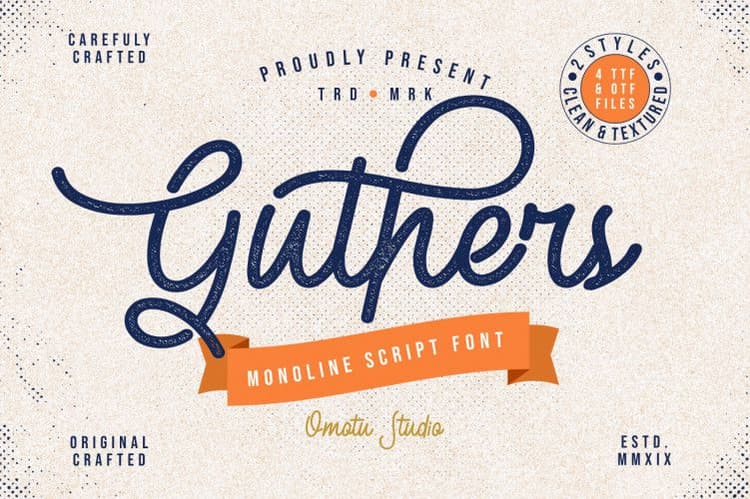 Guthers Monoline Script Font