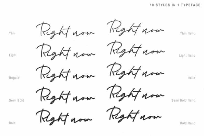 Right Now Signature Font Image 2